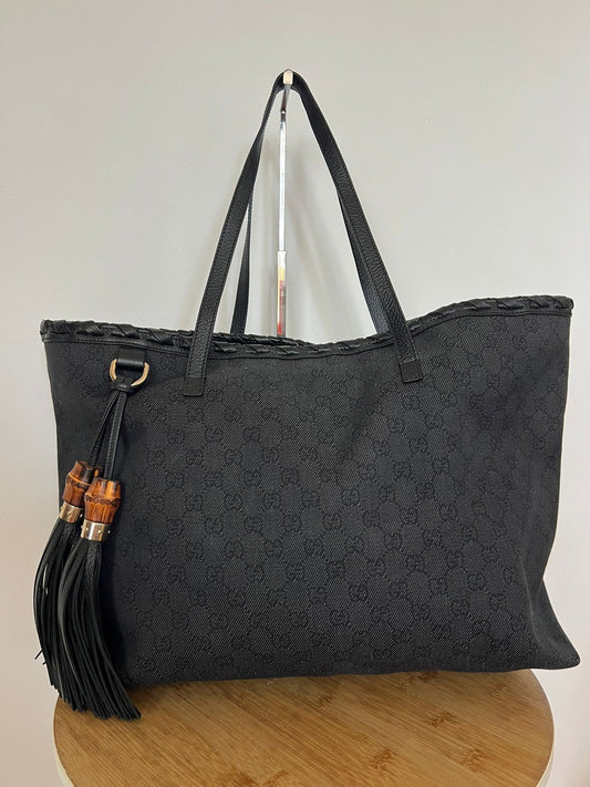 GUCCI TOTE BAG WITH BAMBOO TASSLE